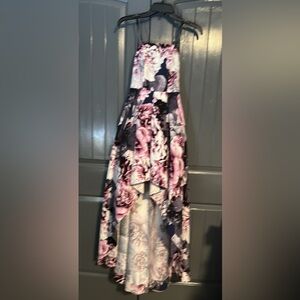 Speechless Pink and Black Floral High-Low Skirt